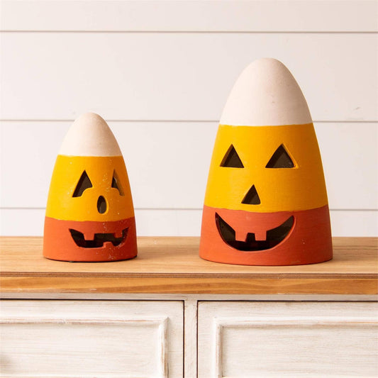 Candy Corn Jack O' Lanterns (Set Of 2) | Halloween Decor