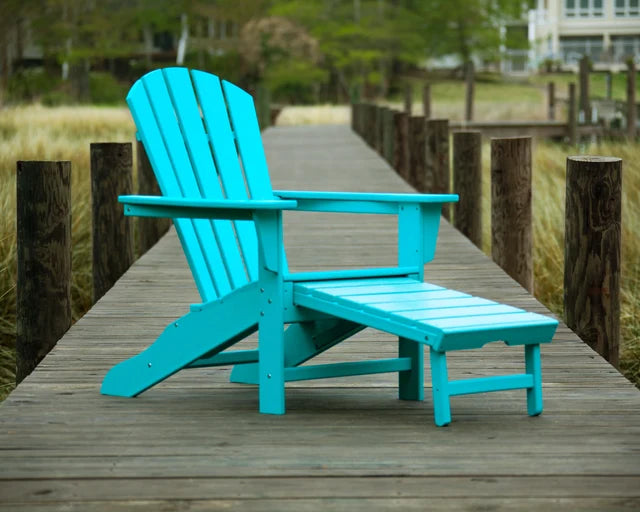 Polywood Palm Coast Ultimate Adirondack with Hideaway Ottoman in Natural