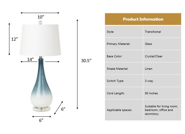 Serenity Blue and White Glass Lamp