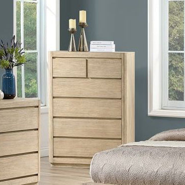 Hyde Park 5 Drawer Solidwood Chest with Stylish Weathered Tan Natural Finish