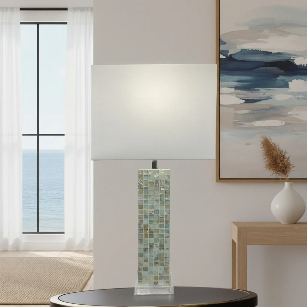 Aqua Mother of Pearl Lamp