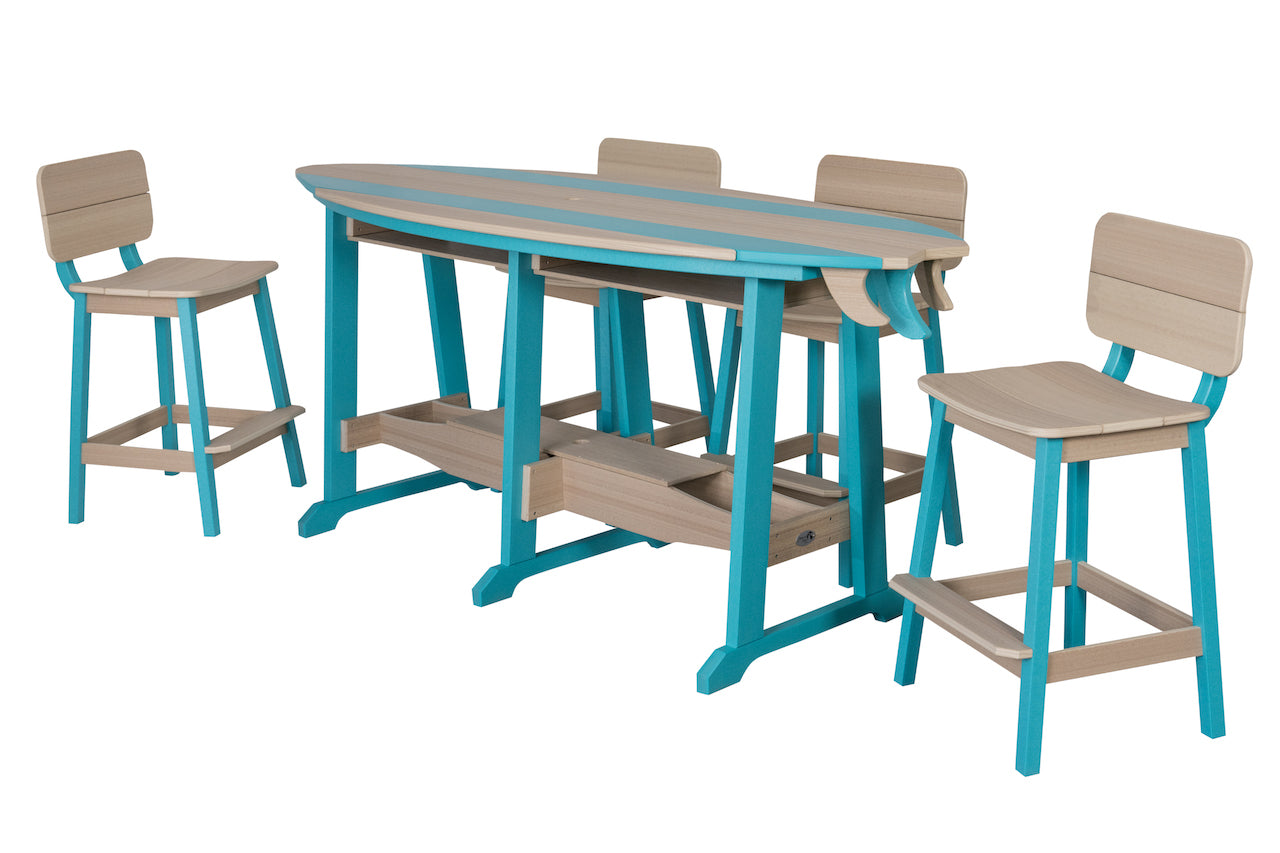 Beaver Dam 8' Surf-Aira Table w/ 6 Saddle Stool with Back
