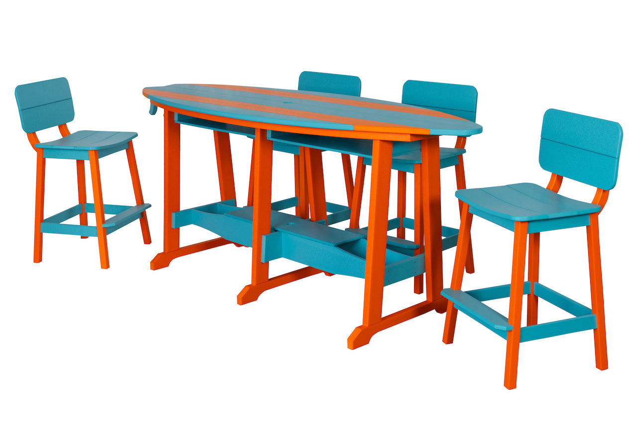 Beaver Dam 8' Surf-Aira Table w/ 6 Saddle Stool with Back