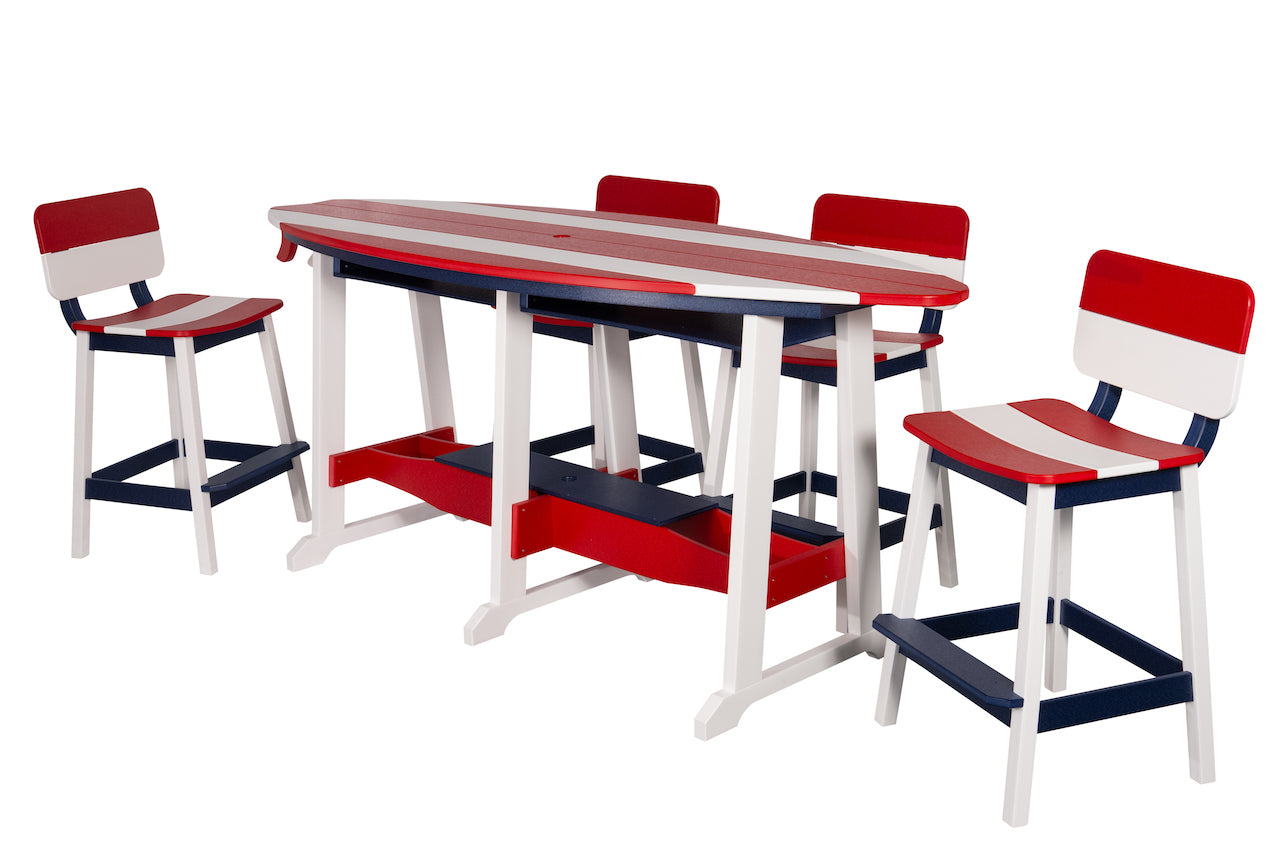 Beaver Dam 8' Surf-Aira Table w/ 6 Saddle Stool with Back