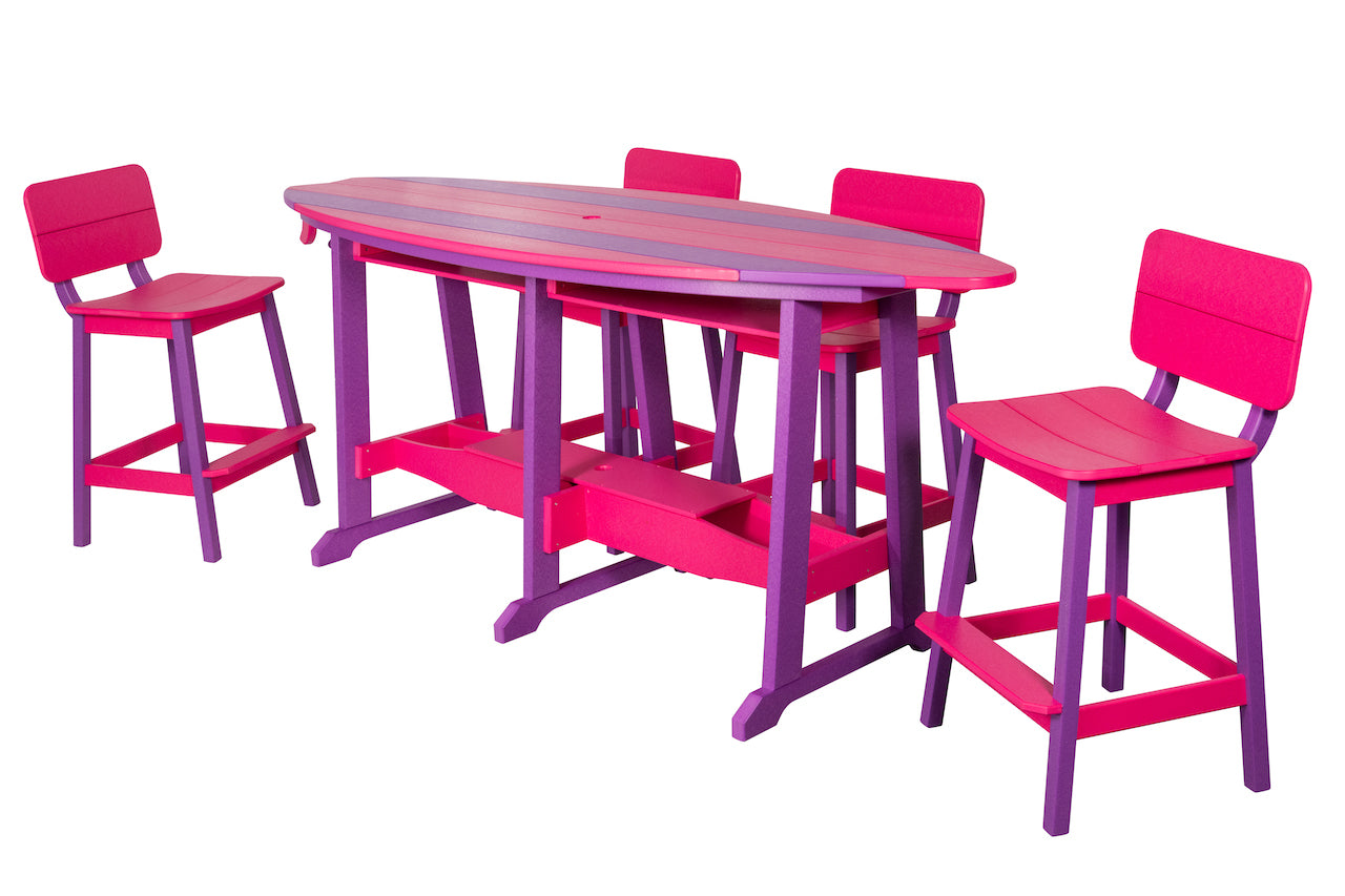 Beaver Dam 8' Surf-Aira Table w/ 6 Saddle Stool with Back