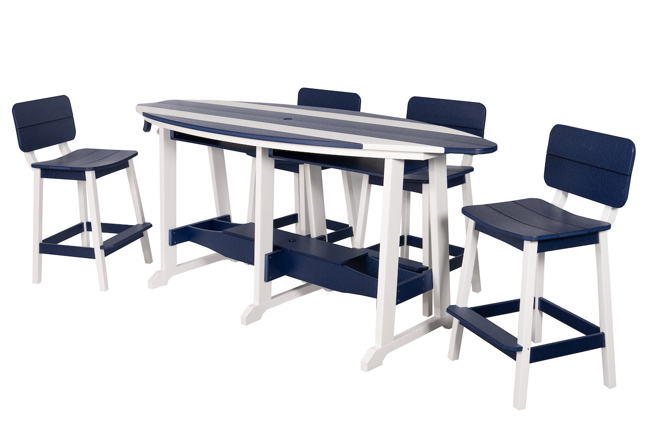 Beaver Dam 8' Surf-Aira Table w/ 6 Saddle Stool with Back
