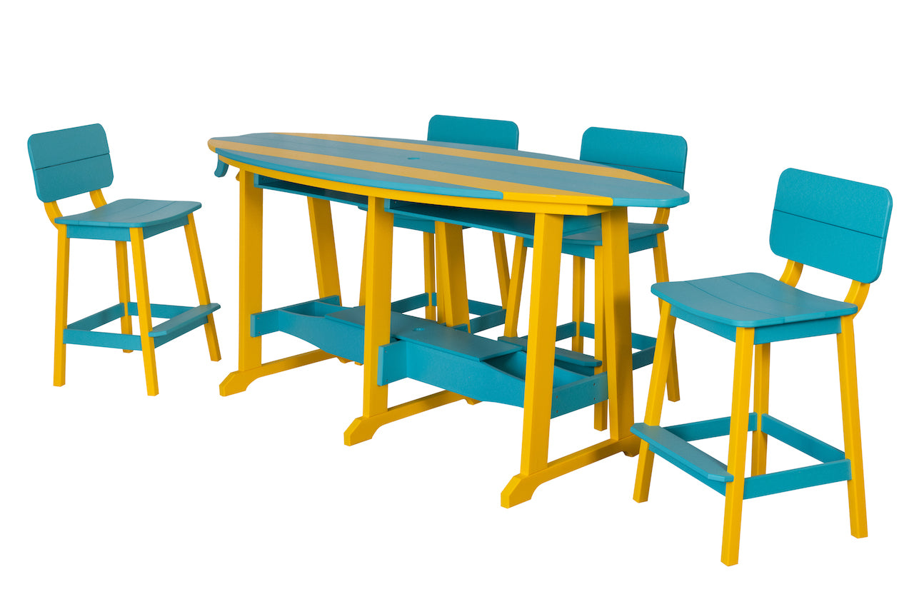 Beaver Dam 8' Surf-Aira Table w/ 6 Saddle Stool with Back