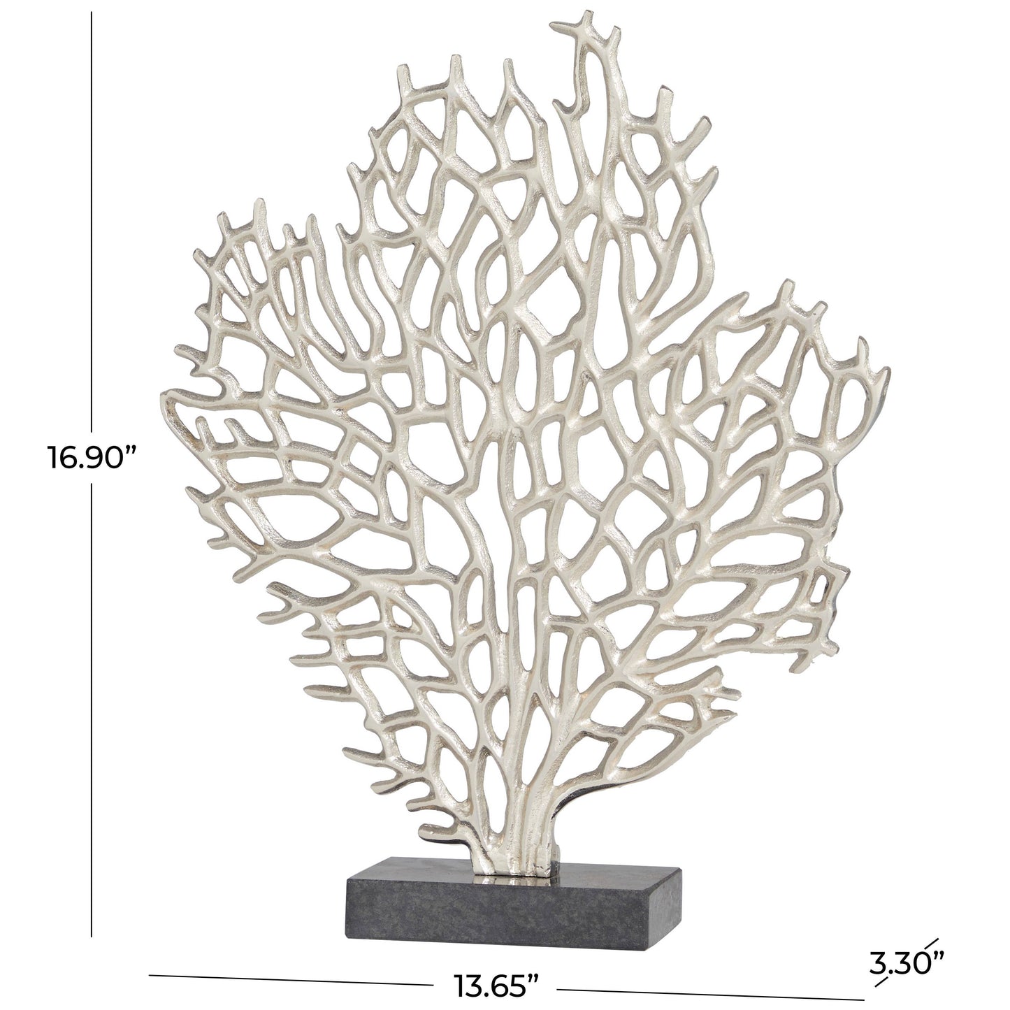 Coastal Silver Aluminum Metal Sculpture: 12"W, 16"H