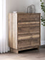 Chirason - Brown - Five Drawer Wide Chest
