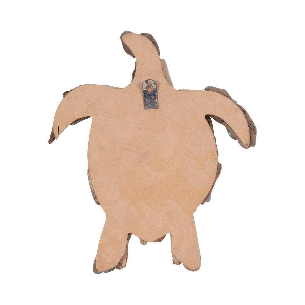 Decorative Figurine - Blue Wood Coastal Turtle, 15 in.