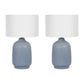 Ceramic Linen Shades Table Lamps Set of 2 - Blue, 18 in.