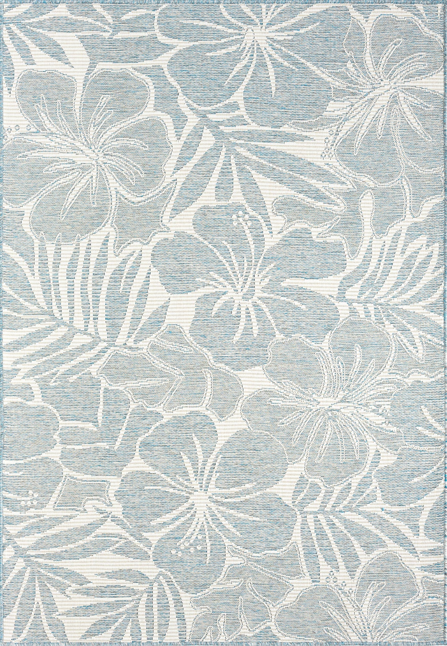 Ocean Blue Tropical Flower Indoor/Outdoor Area Rug: 5'3" x 7'6"