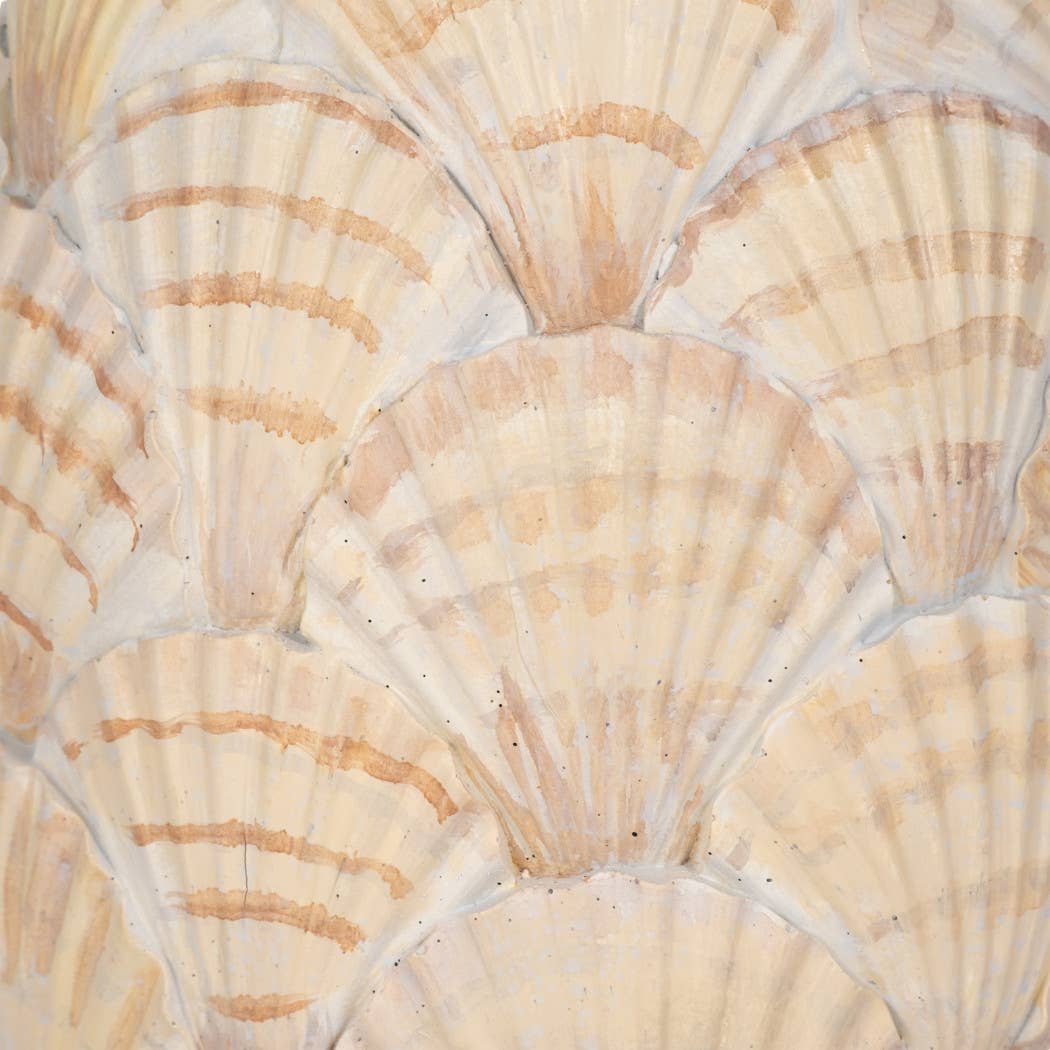 Sculpture - Ivory/Green Resin Seashell Pineapple, 13 in.