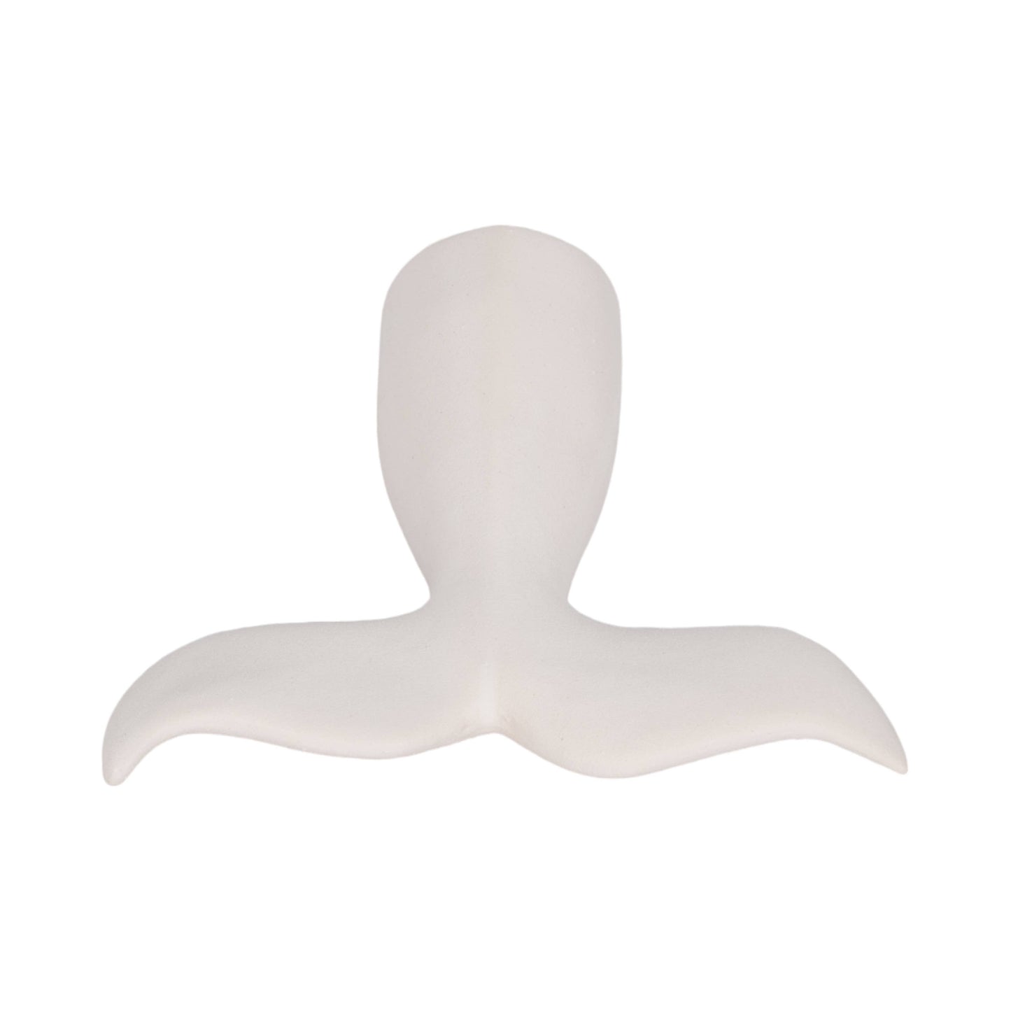 Figurine - White Ceramic Textured Whale Tail, 10 in.