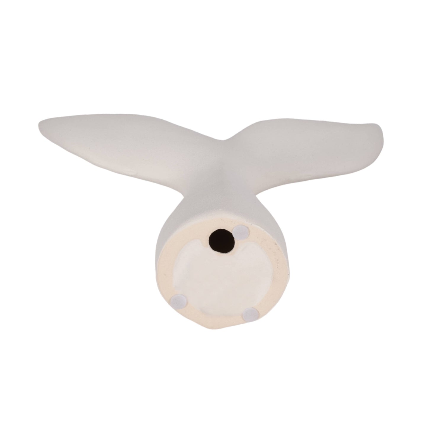 Figurine - White Ceramic Textured Whale Tail, 10 in.