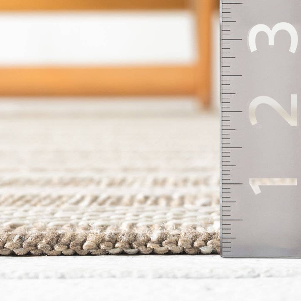 Ocean Striped Beige Brown Indoor/Outdoor Area Rug: 5'3" x 7'6"