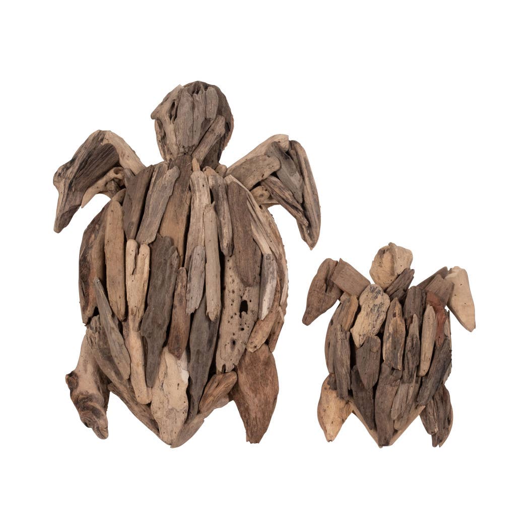 Driftwood Coastal Turtle Wall Figurine - Brown, 12 in.