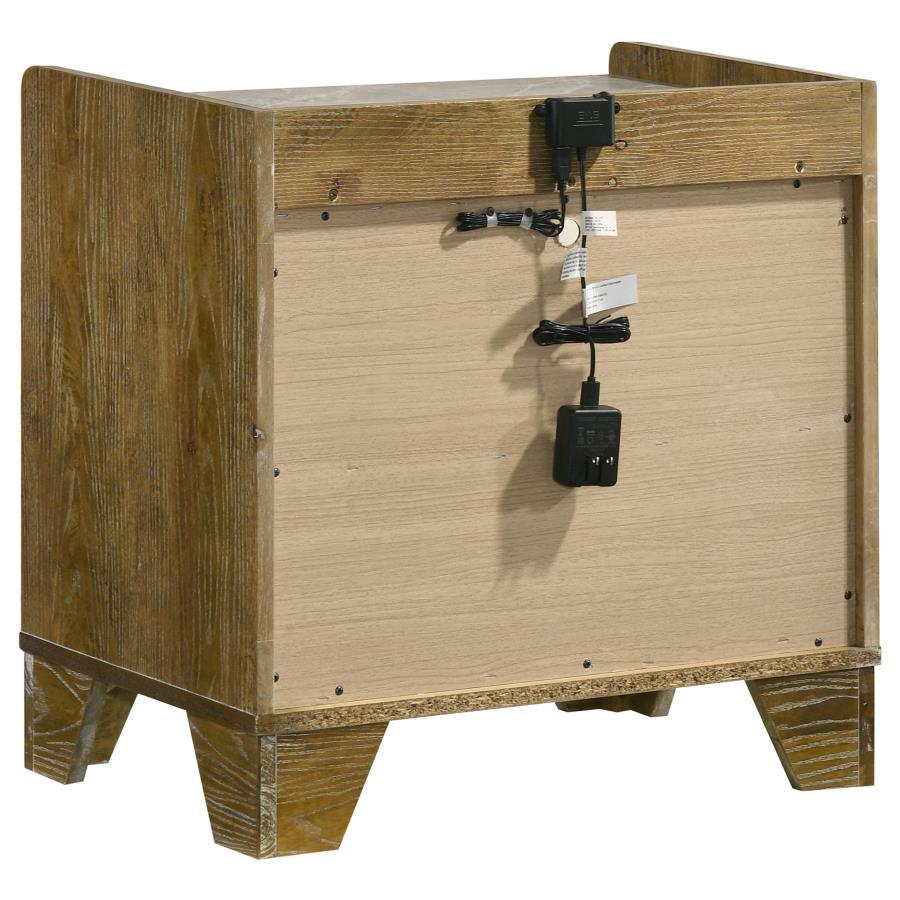 Henderson - 1-Drawer LED Nightstand Bedside Table - Medium Oak