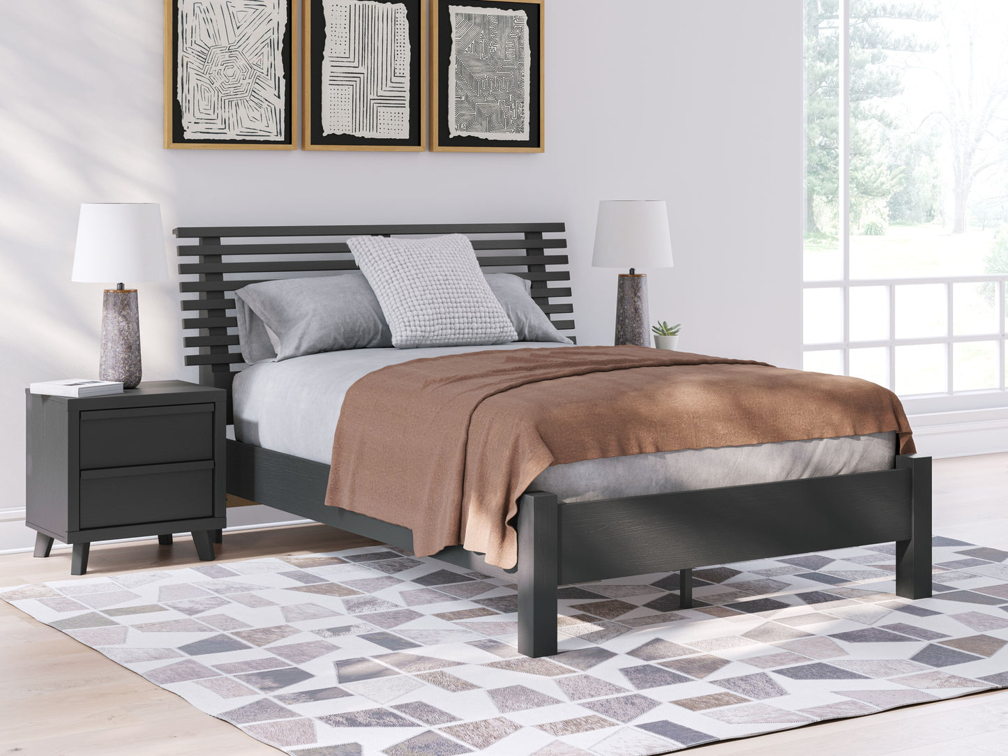 Danziar - Slat Panel Bed With Low Footboard