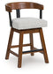 Ralene - Medium Brown - Upholstered Swivel Barstool (Set of 2)
