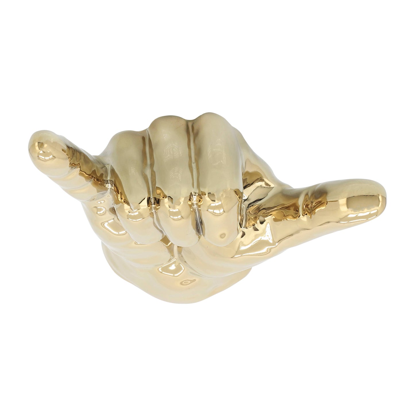 Decorative Sculpture - Gold Ceramic Hang Loose Hand, 7 in.