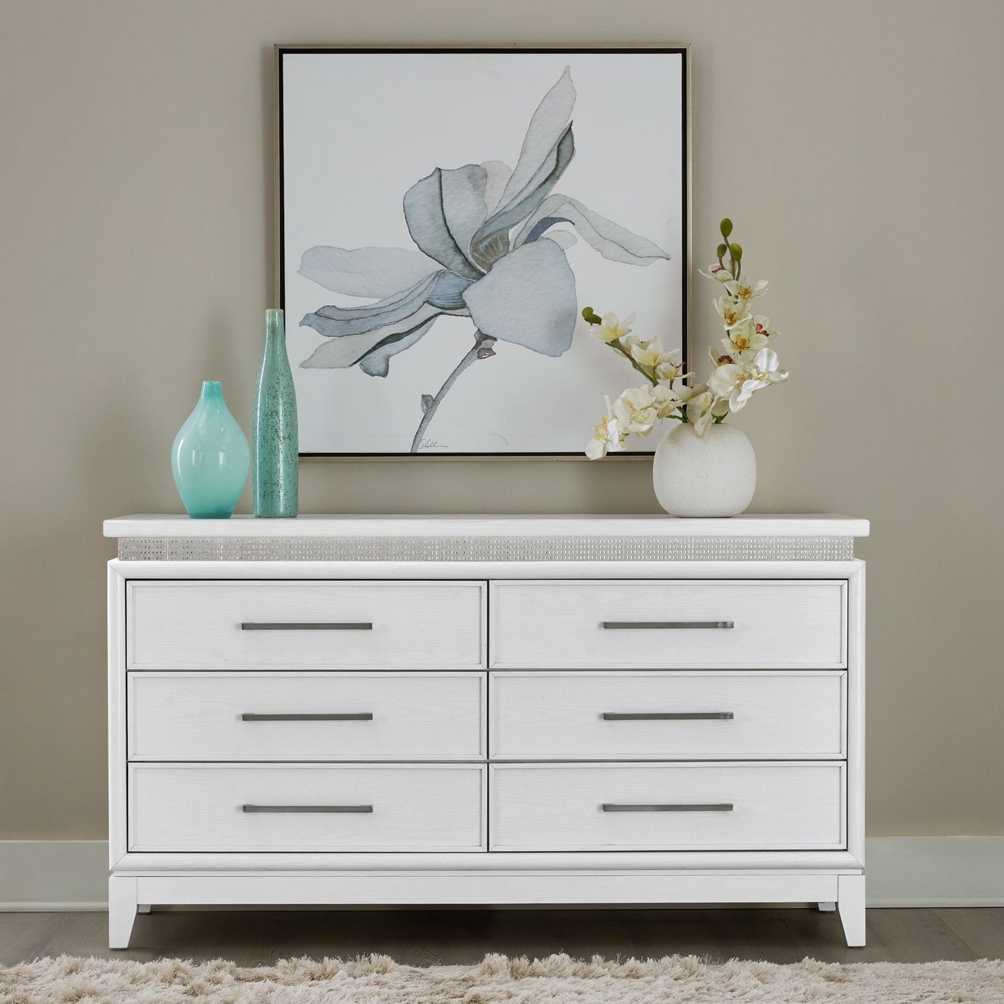 Reflections - 6 Drawer Dresser With Lights - White