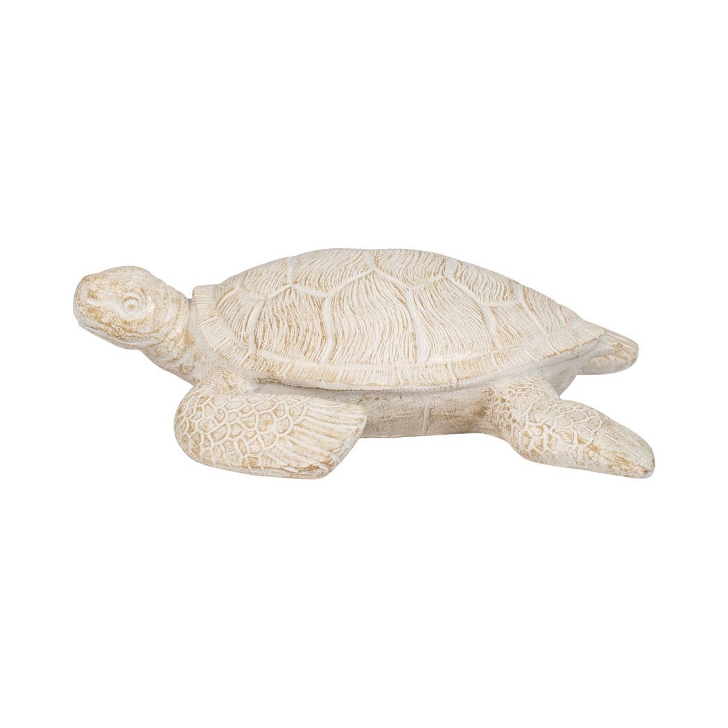 Decorative Figurine - Ivory Resin Solid Sea Turtle. 10 in.