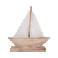 Brown/White 14 in. Wood Coastal Sailboat Sculpture