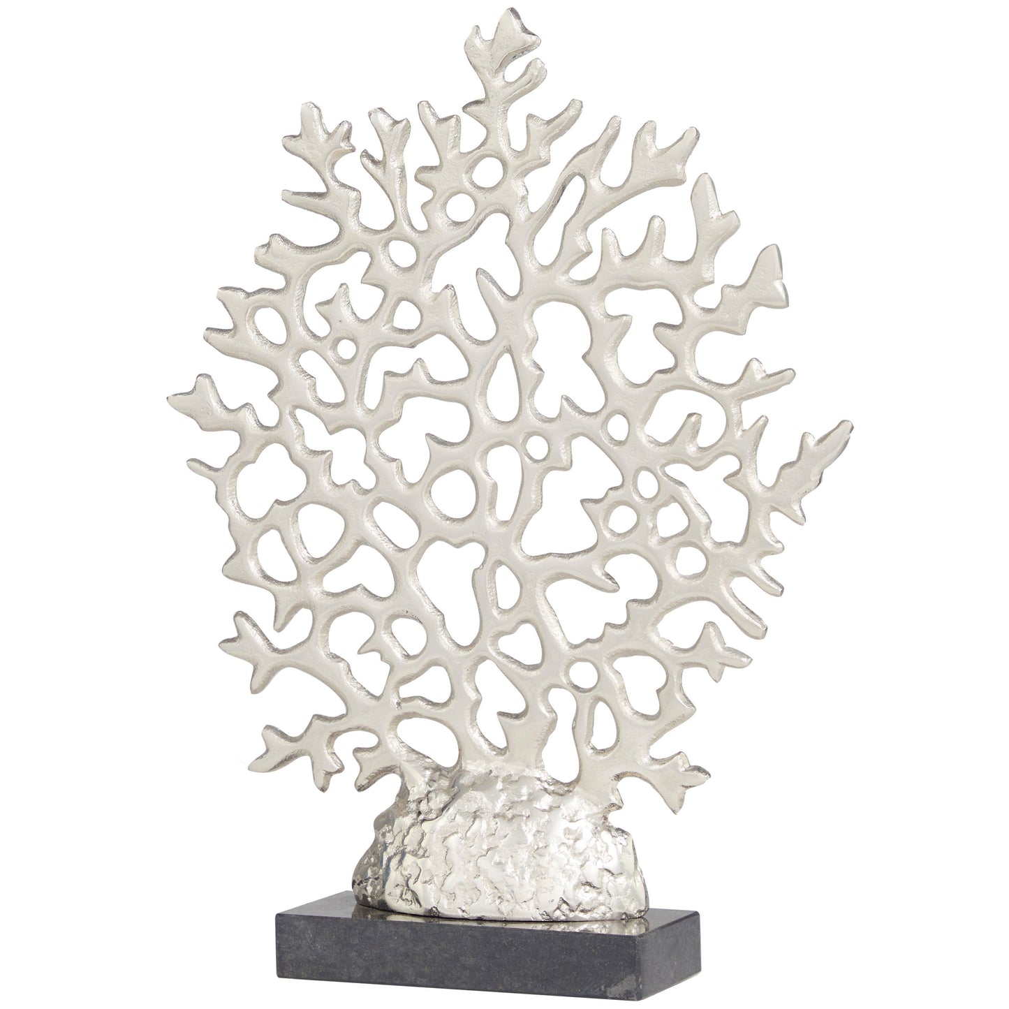 Coastal Silver Aluminum Metal Sculpture: 12"W, 16"H