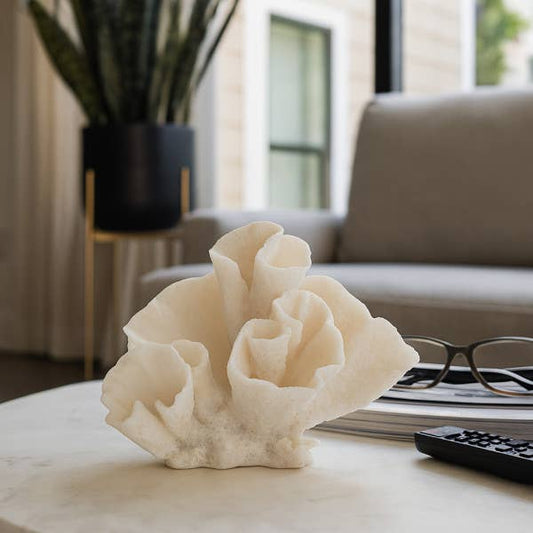 Decorative Figurine - Ivory Resin Coastal Coral, 8 in.