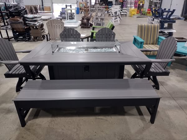 Backyard Outdoor Firepit Table Dining Set