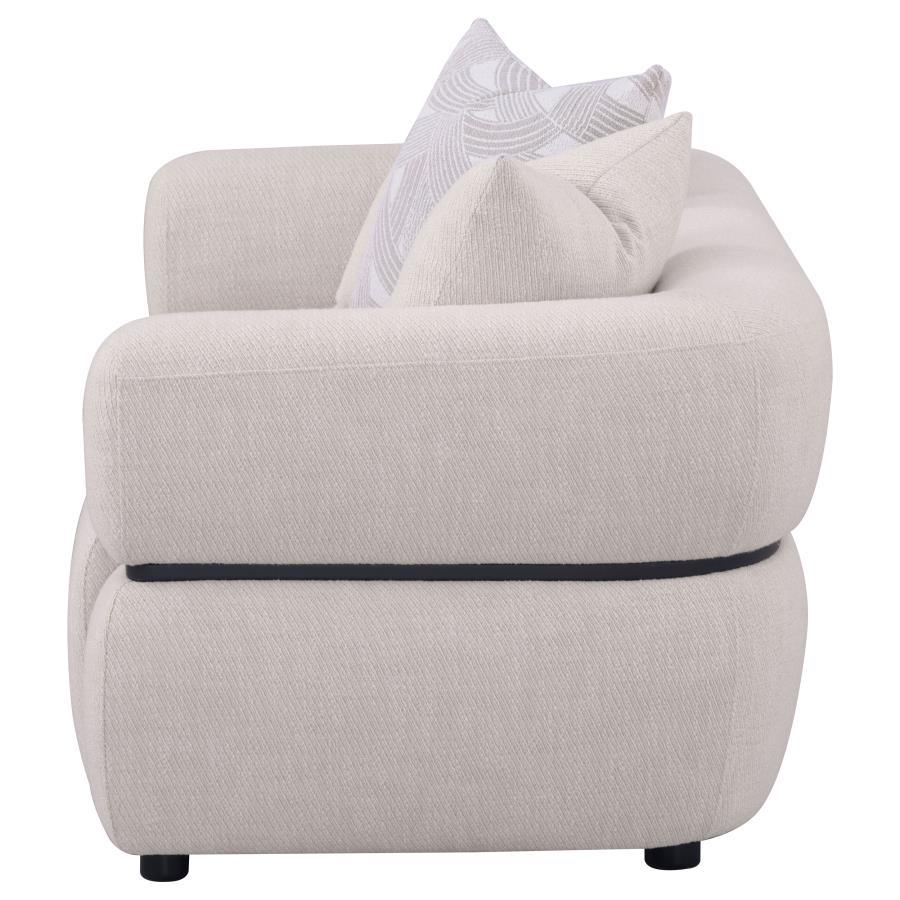 Jeanette - 73" Fabric Upholstered Round Arm Loveseat - Beige