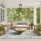 Ocean Blue Tropical Flower Indoor/Outdoor Area Rug: 7'9" x 10'2"