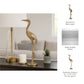 Figurine - Gold Metal Standing Crane Gleaming Finish, 16 in.