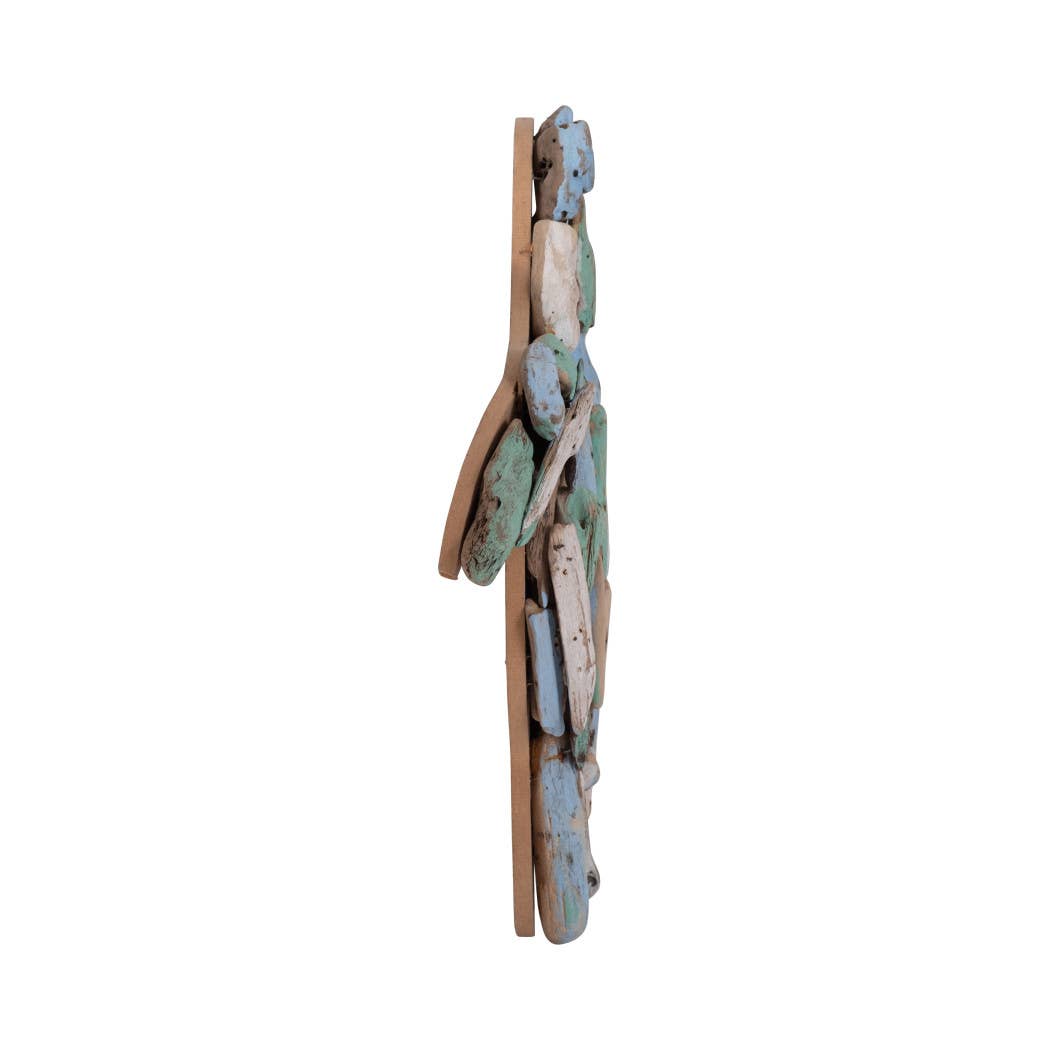Decorative Figurine - Blue Wood Coastal Turtle, 15 in.
