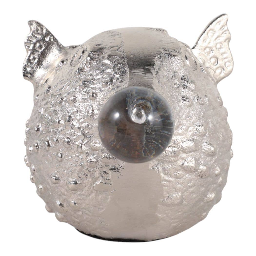 9" Aluminum Fish W/acrylic Ball, Silver