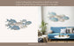 Wall Decor - Blue Metal Coastal School of Fish, 41x17 in.