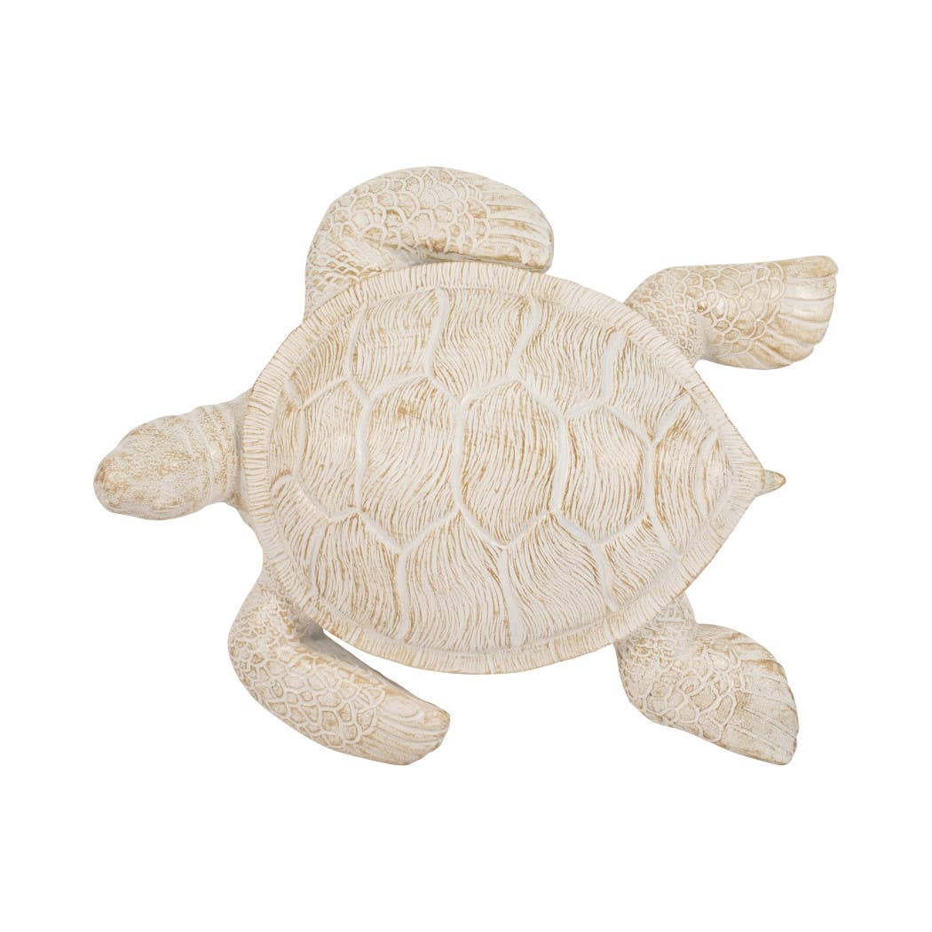 Decorative Figurine - Ivory Resin Solid Sea Turtle. 10 in.