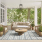 Ocean Blue Horizontal Striped Indoor/Outdoor Rug: 7'9" x 10'2"