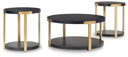 Shylore - Black / Brass Finish - Occasional Table Set (Set of 3)