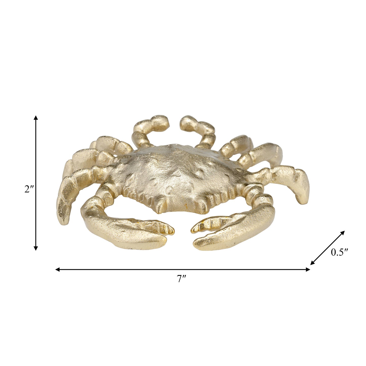 Decorative Figurine - Gold Metal Coastal Crab Decor, 7 in.