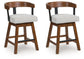Ralene - Medium Brown - Upholstered Swivel Barstool (Set of 2)