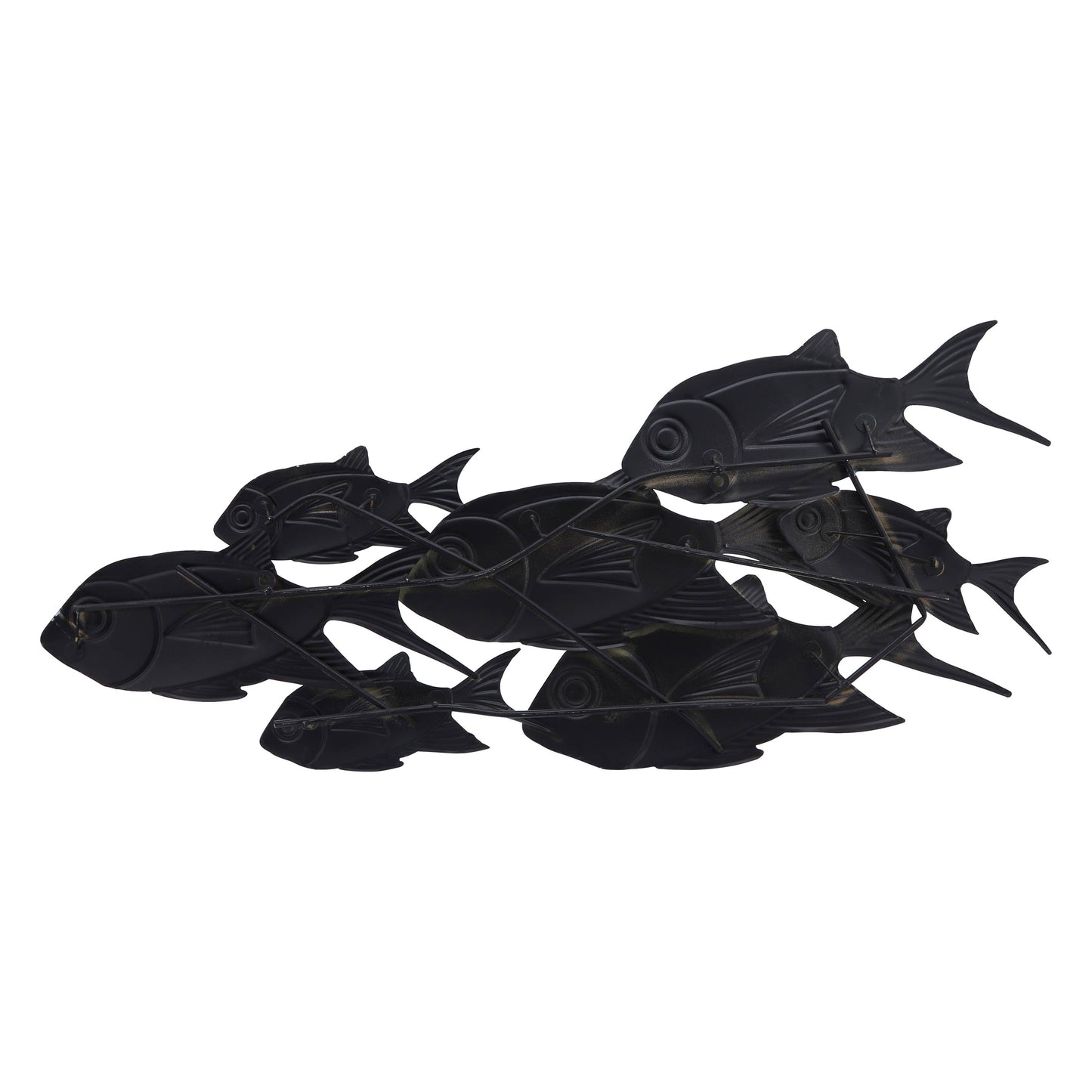 Wall Decor - Blue Metal Coastal School of Fish, 41x17 in.