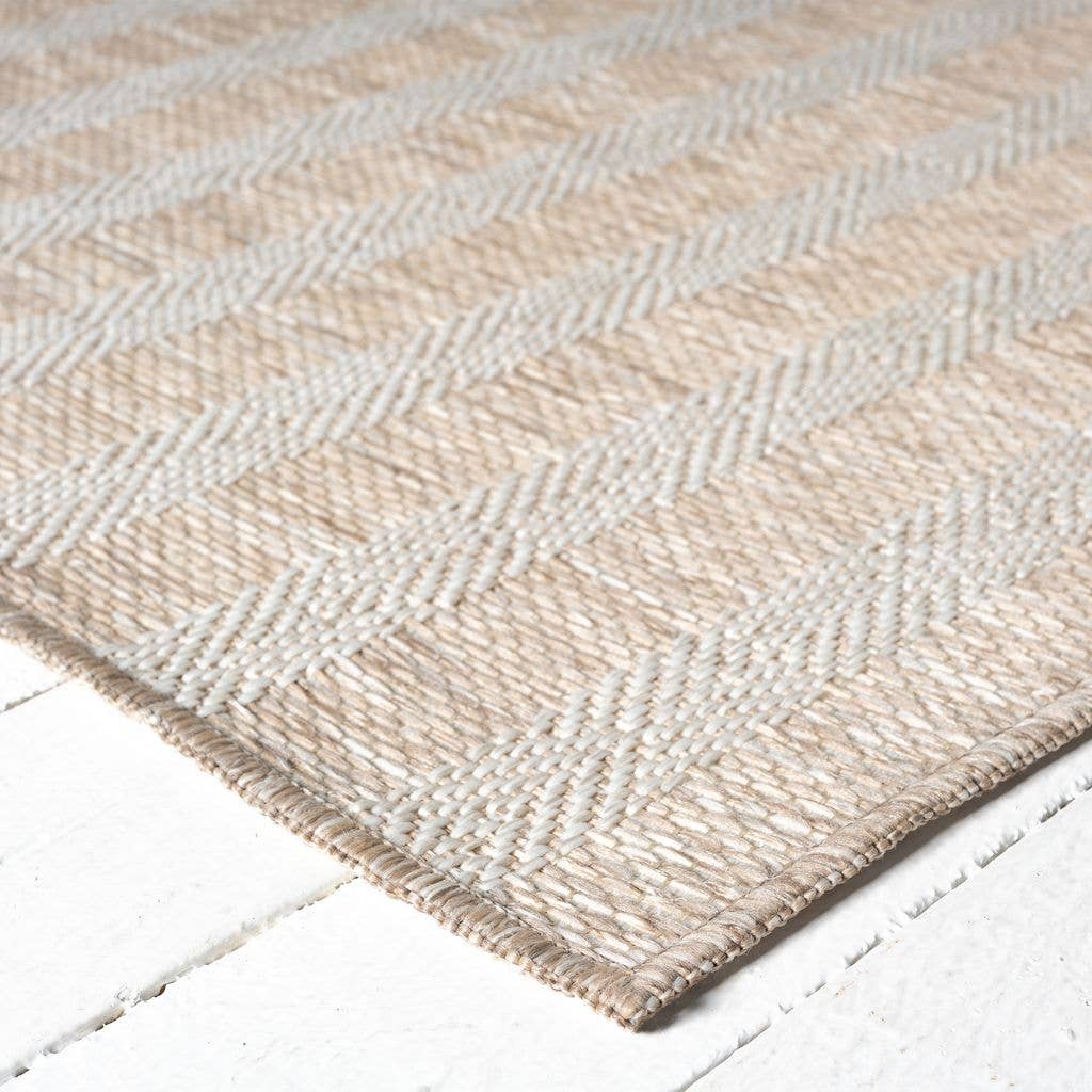 Ocean Striped Beige Brown Indoor/Outdoor Area Rug: 5'3" x 7'6"