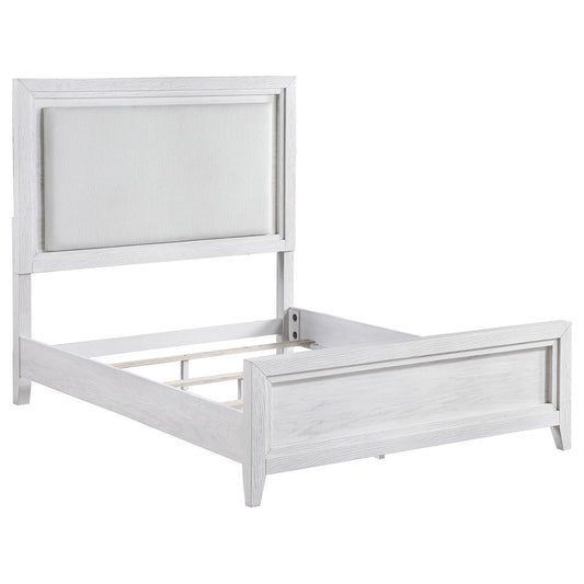 Marielle - California King Headboard Panel Bed - Distressed White