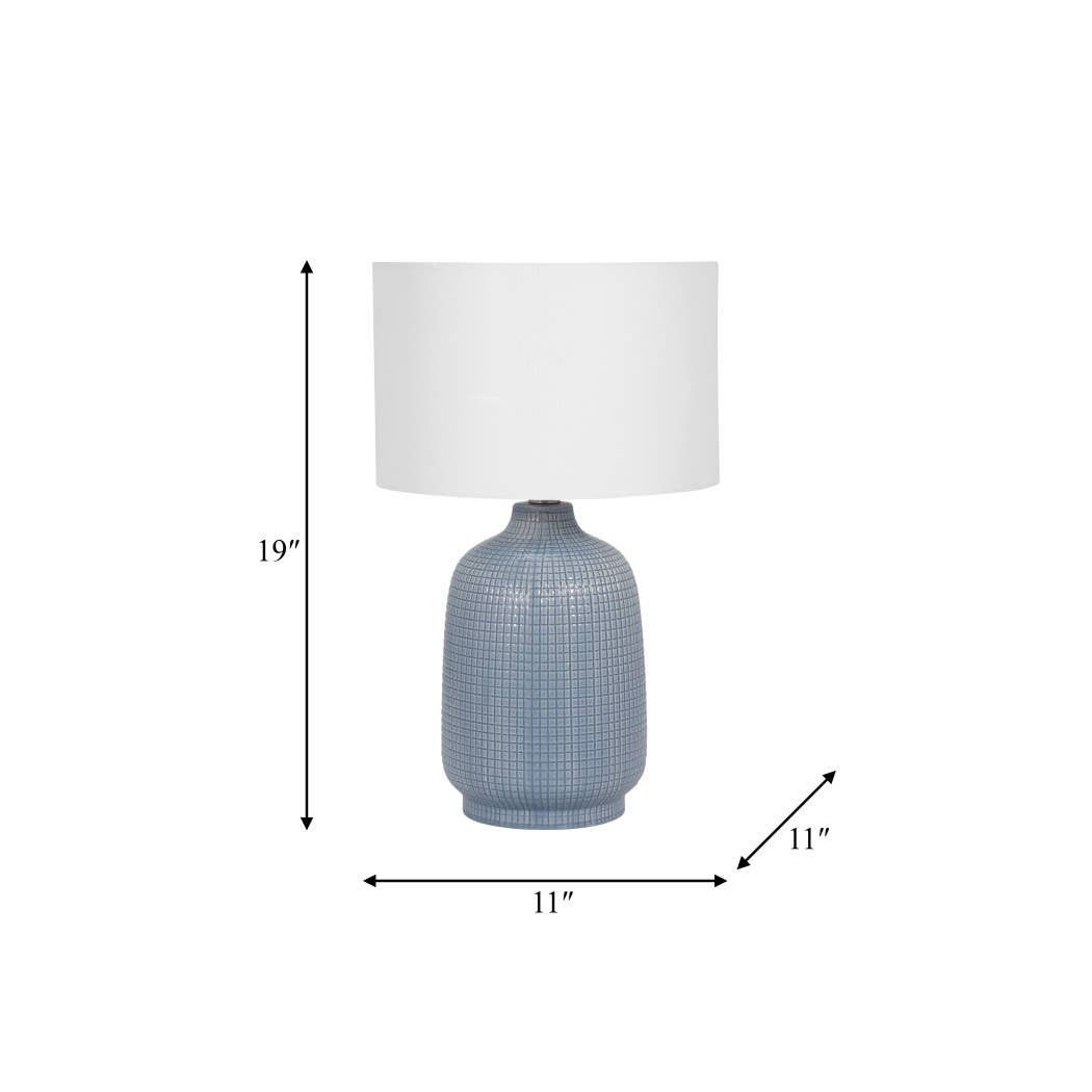 Ceramic Linen Shades Table Lamps Set of 2 - Blue, 18 in.
