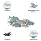 Wall Decor - Blue Metal Coastal School of Fish, 41x17 in.