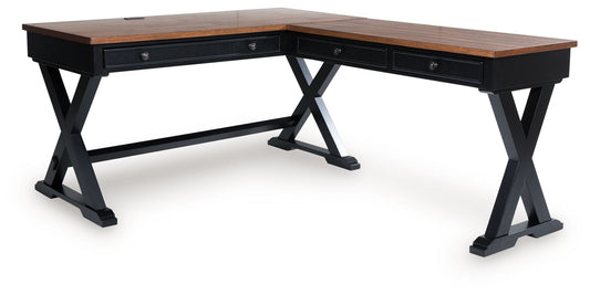 Wildenauer - Brown / Black - Home Office Desk And Return