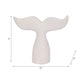 Figurine - White Ceramic Textured Whale Tail, 10 in.