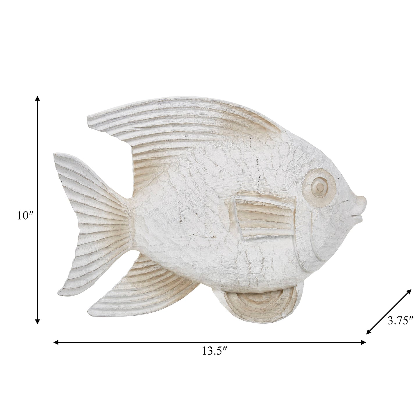 Resin Coastal Fish Decorative Figurine - White, 14 in.